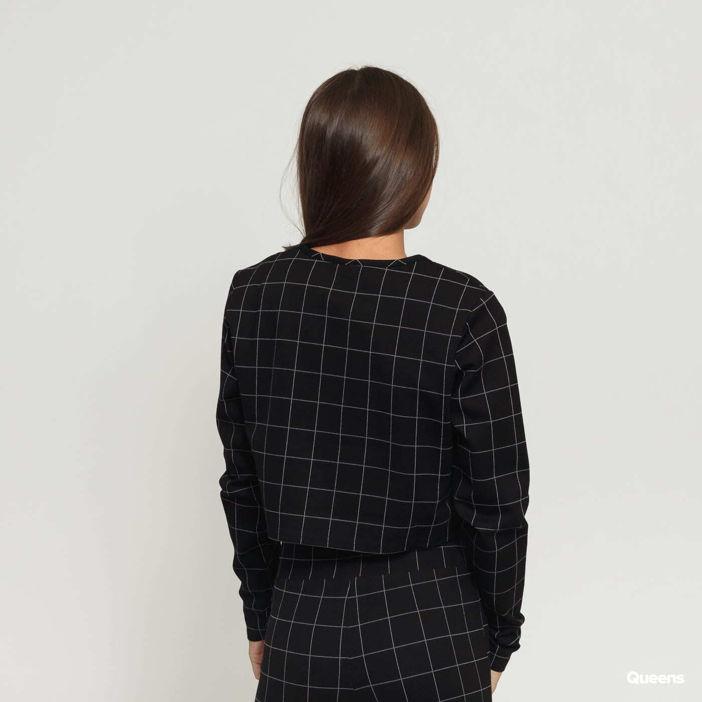 Tricouri Urban Classics Ladies Check Cropped Crew Black
