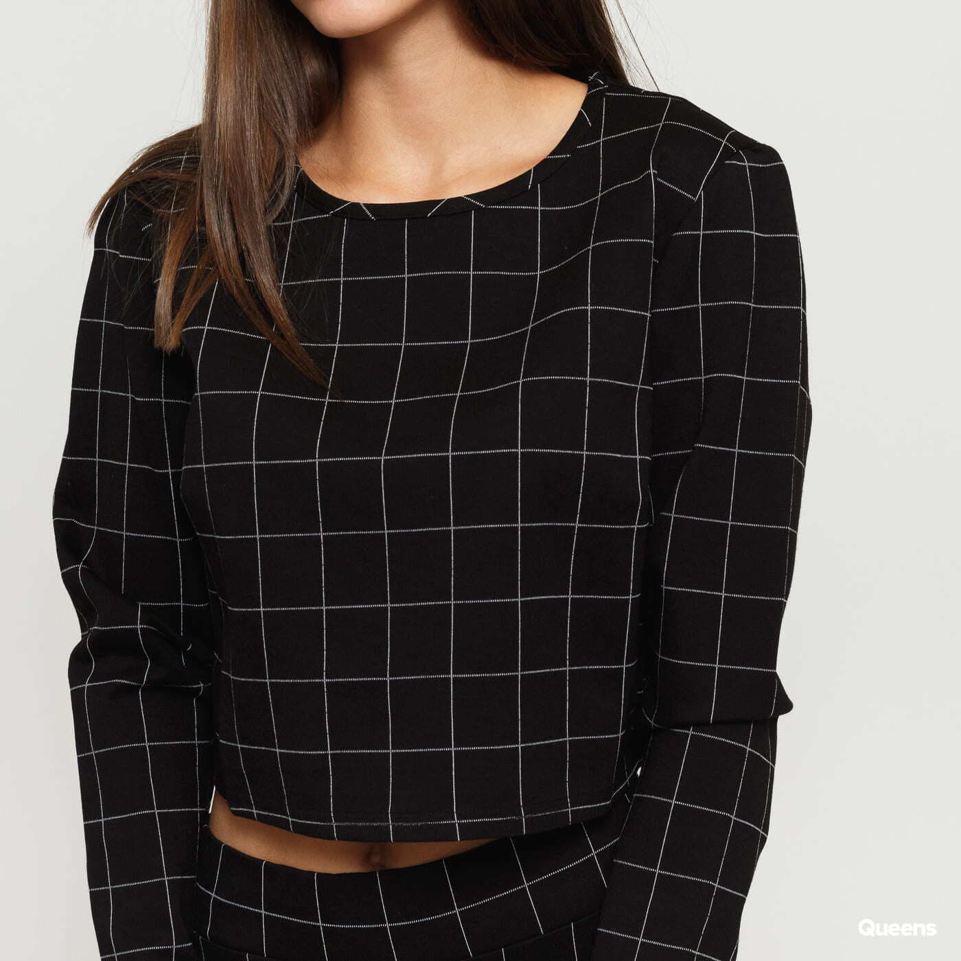 Tricouri Urban Classics Ladies Check Cropped Crew Black