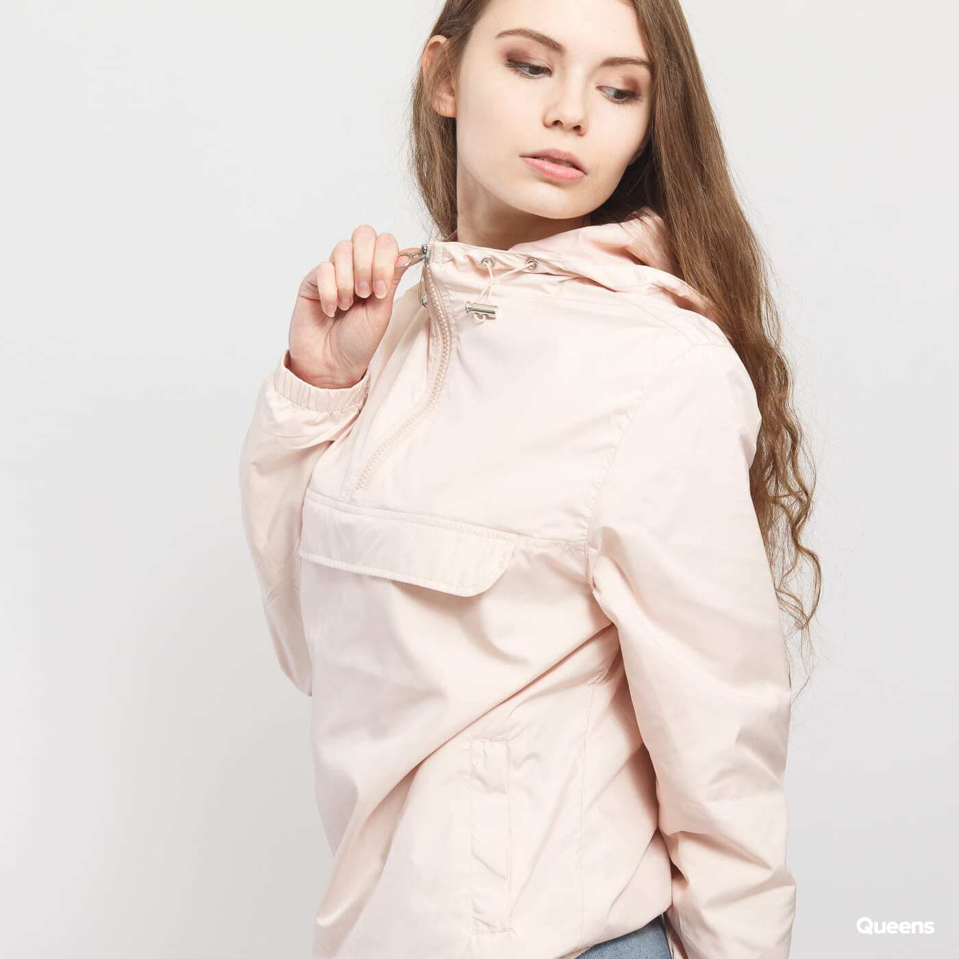 Windbreakers Urban Classics Ladies Basic Pull Over Jacket Light Pink
