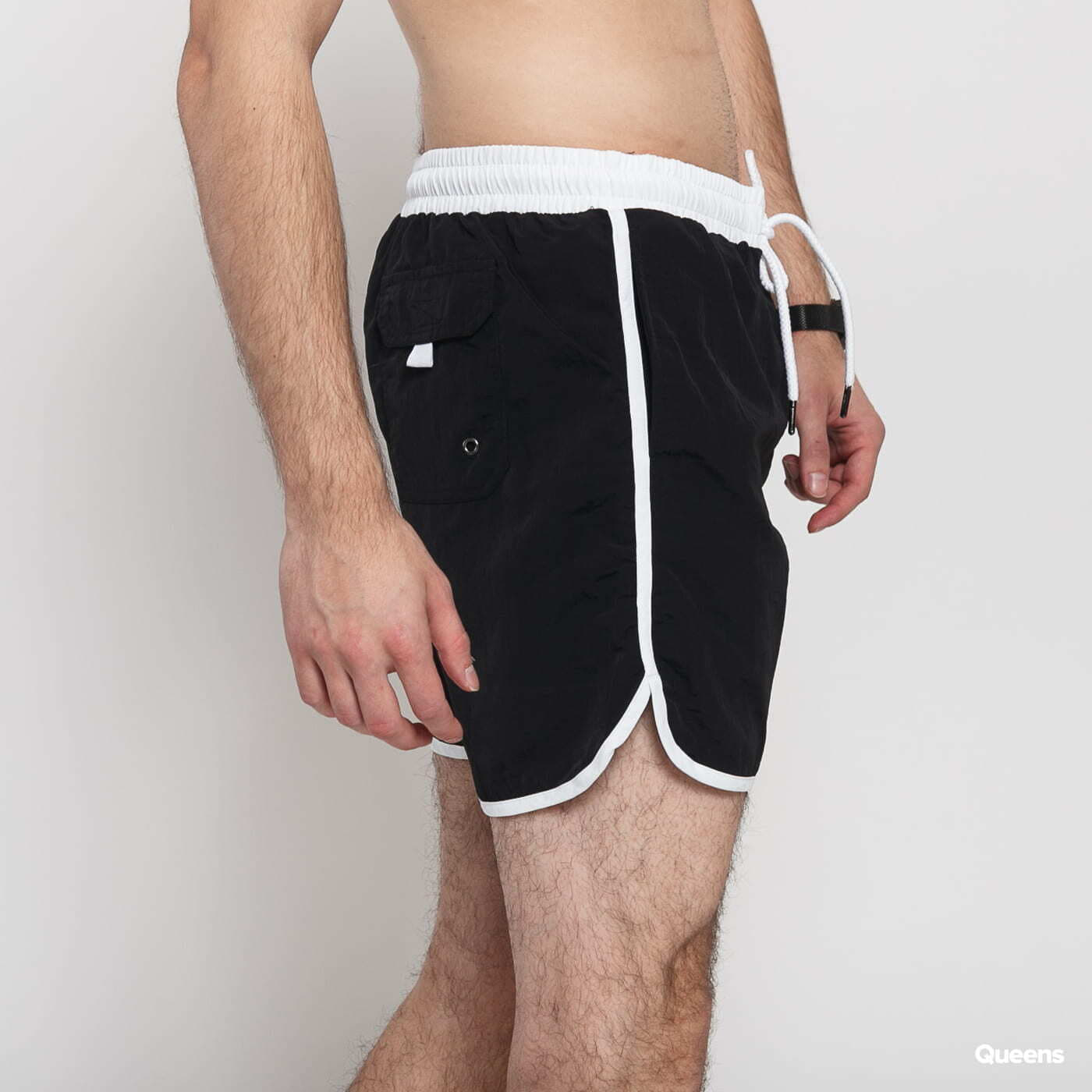 Plavky Urban Classics Retro Swimshorts Black/ White