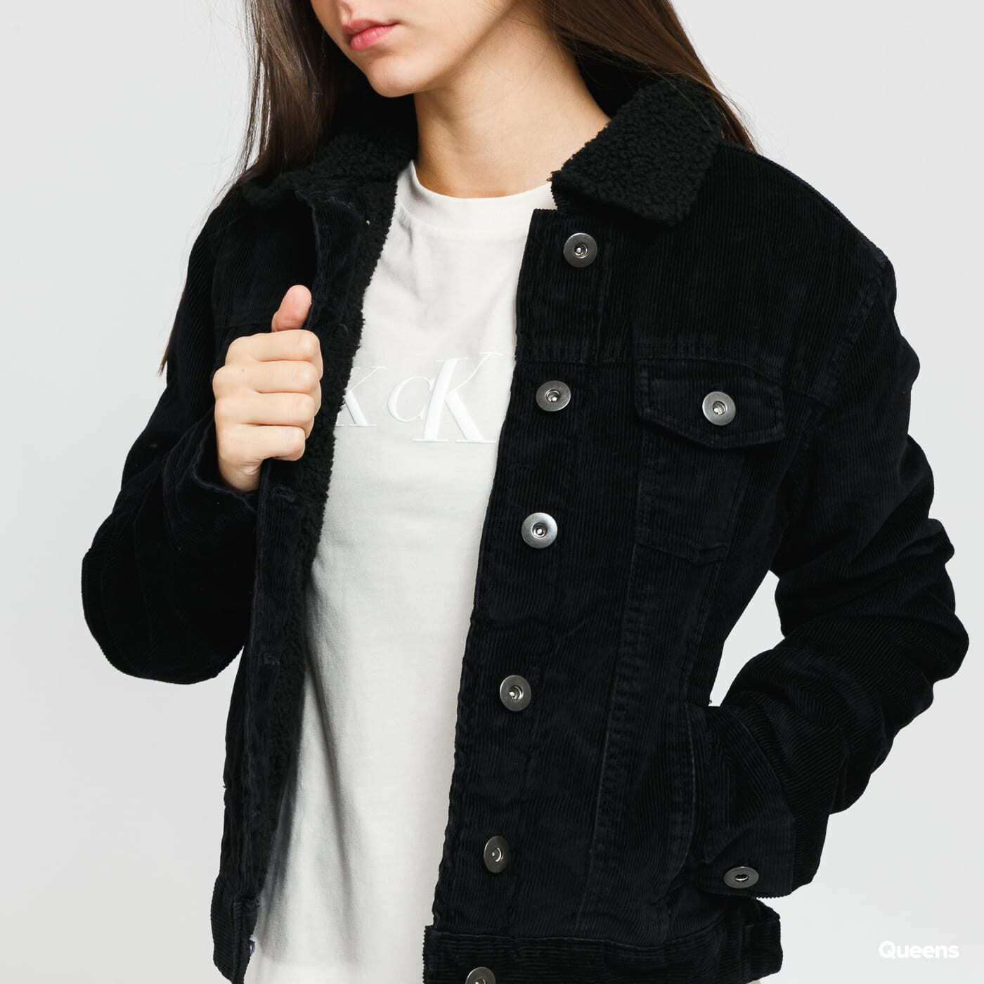 Ladies | Corduroy Jackets Jacket Black Sherpa Urban Classics Queens