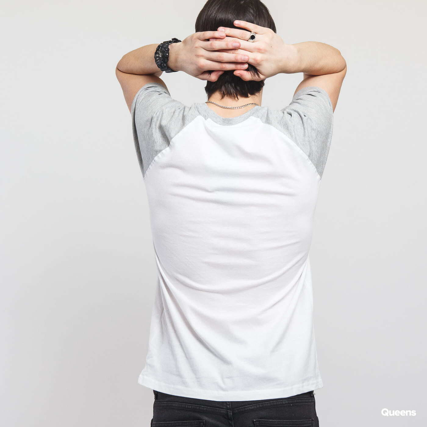 Trička Urban Classics Raglan Contrast Tee White/ Melange Grey