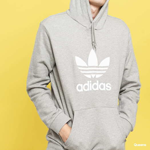 Adidas trefoil hoodie grey heather discount