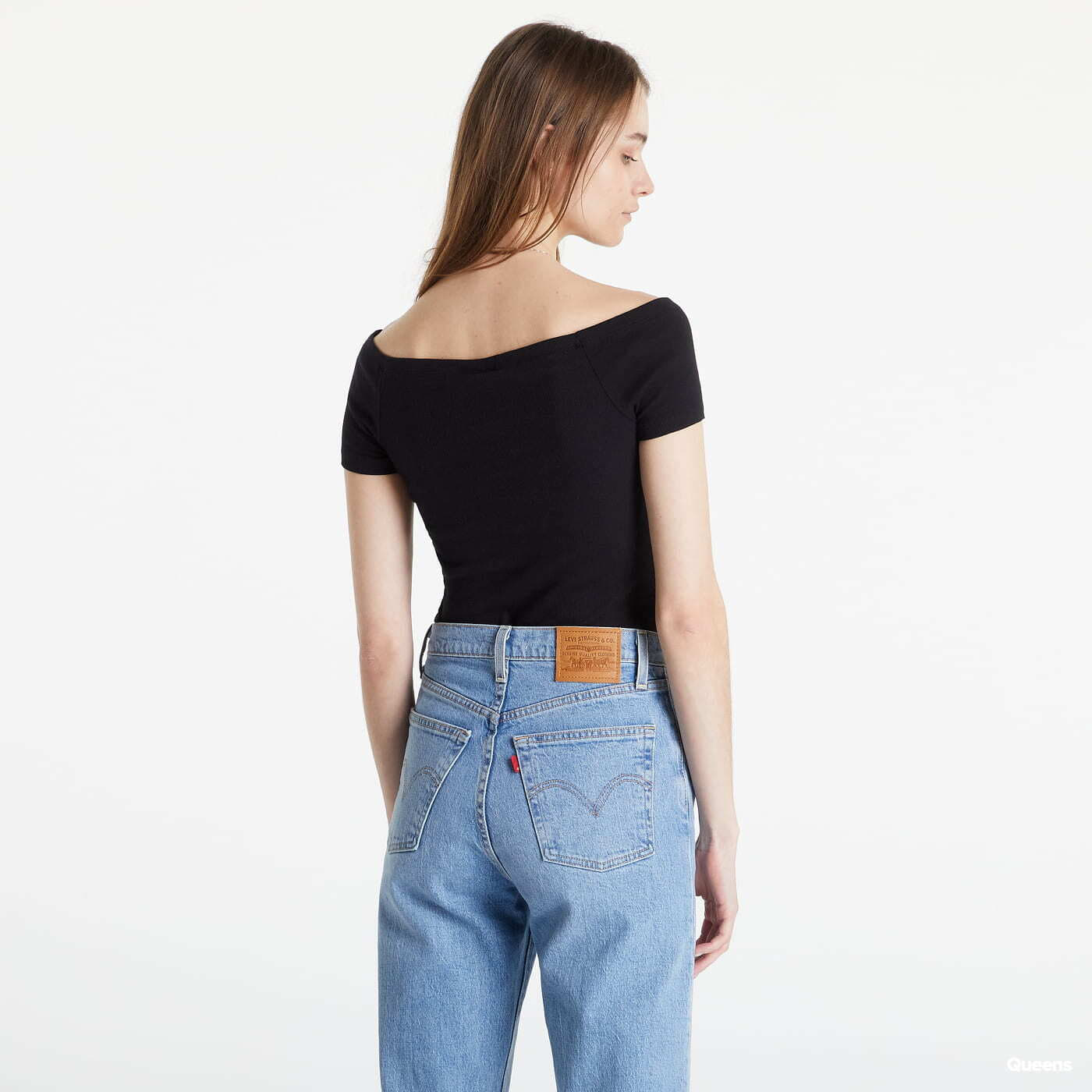 T-Shirts Urban Classics Ladies Off Shoulder Rib Tee Black