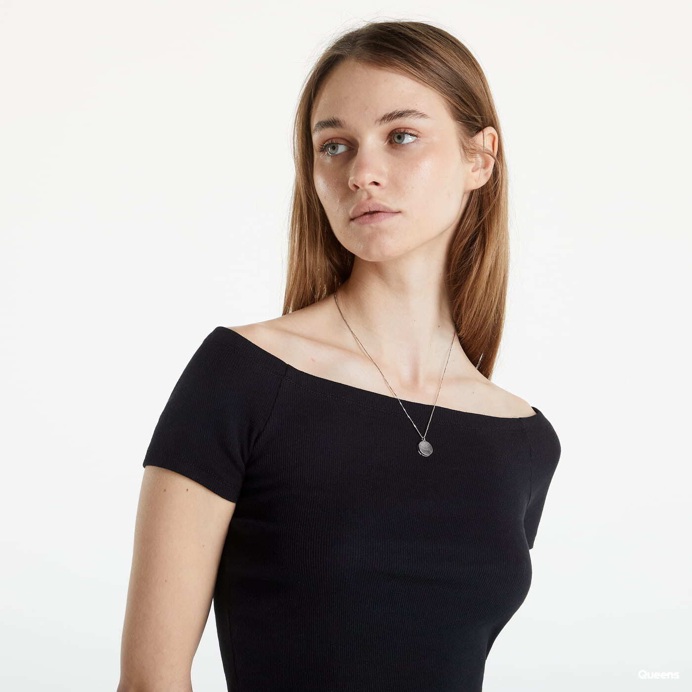 T-Shirts Urban Classics Ladies Off Shoulder Rib Tee Black