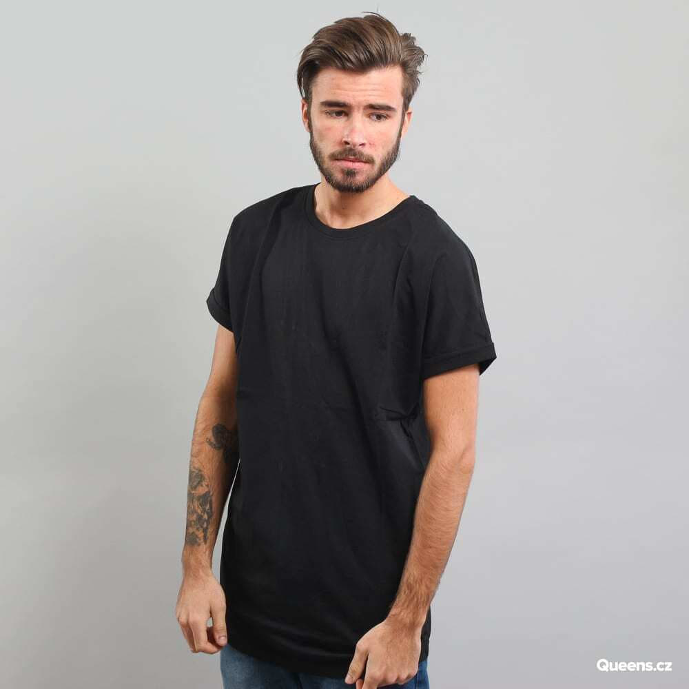 T-Shirts Urban Classics Long Shaped Turnup Black
