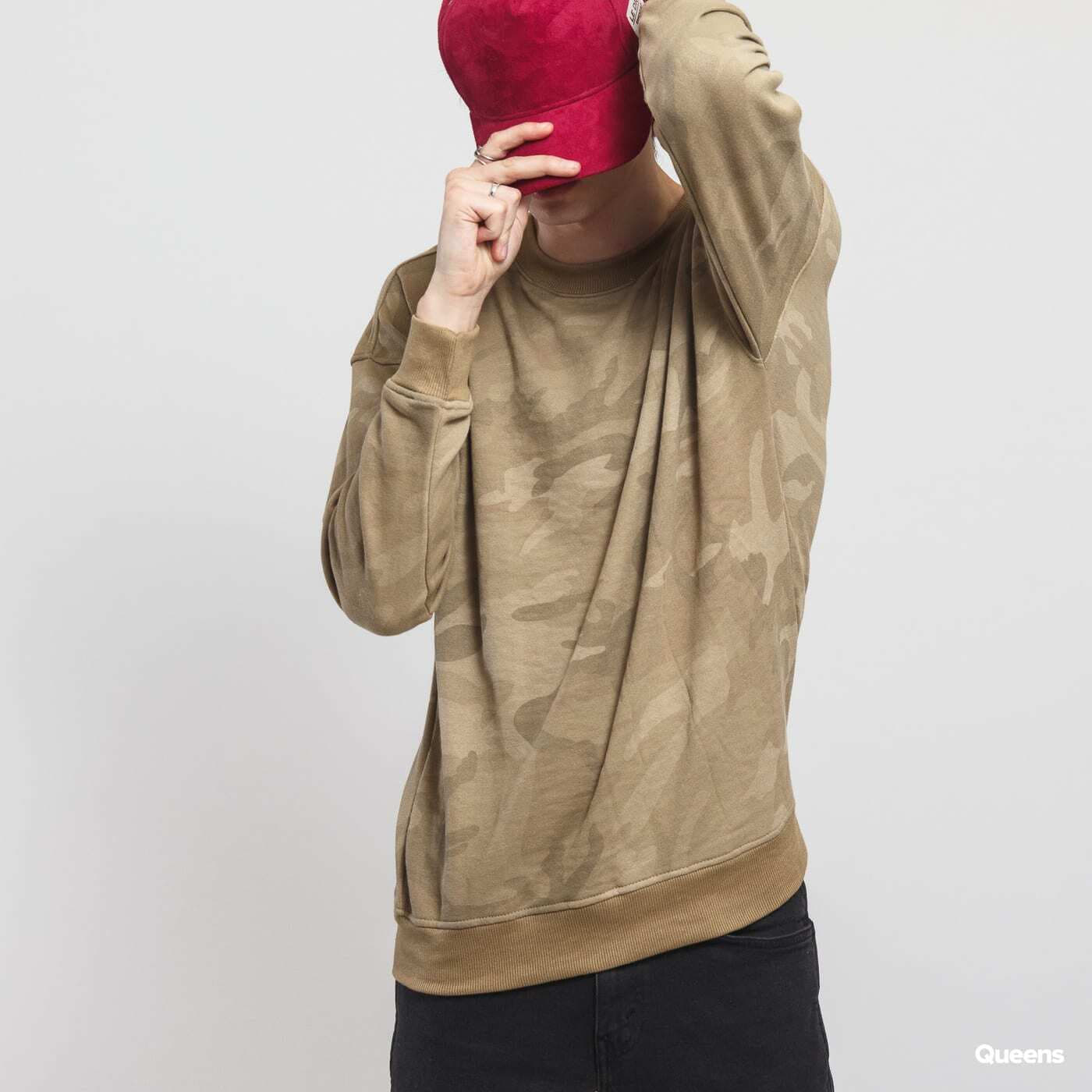 Mikiny Urban Classics Camo Crewneck Camo Beige