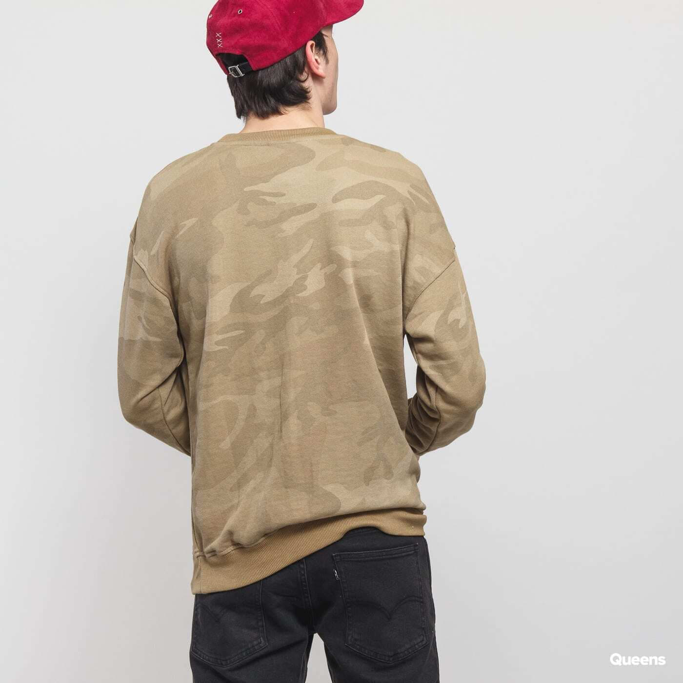Mikiny Urban Classics Camo Crewneck Camo Beige