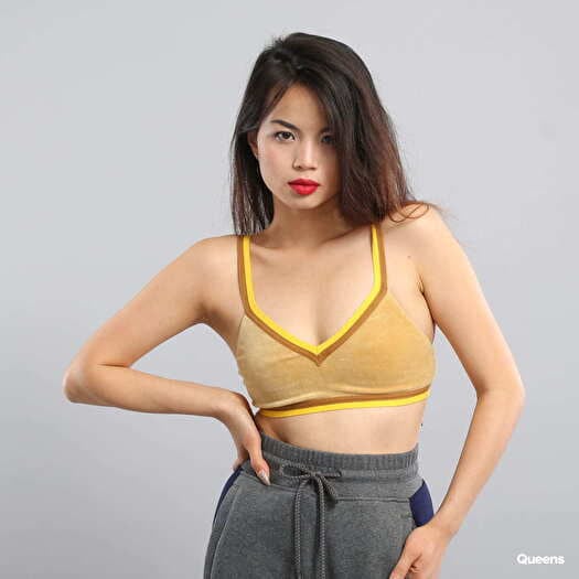 Top Puma V-Neck Velour Crop Top Yellow