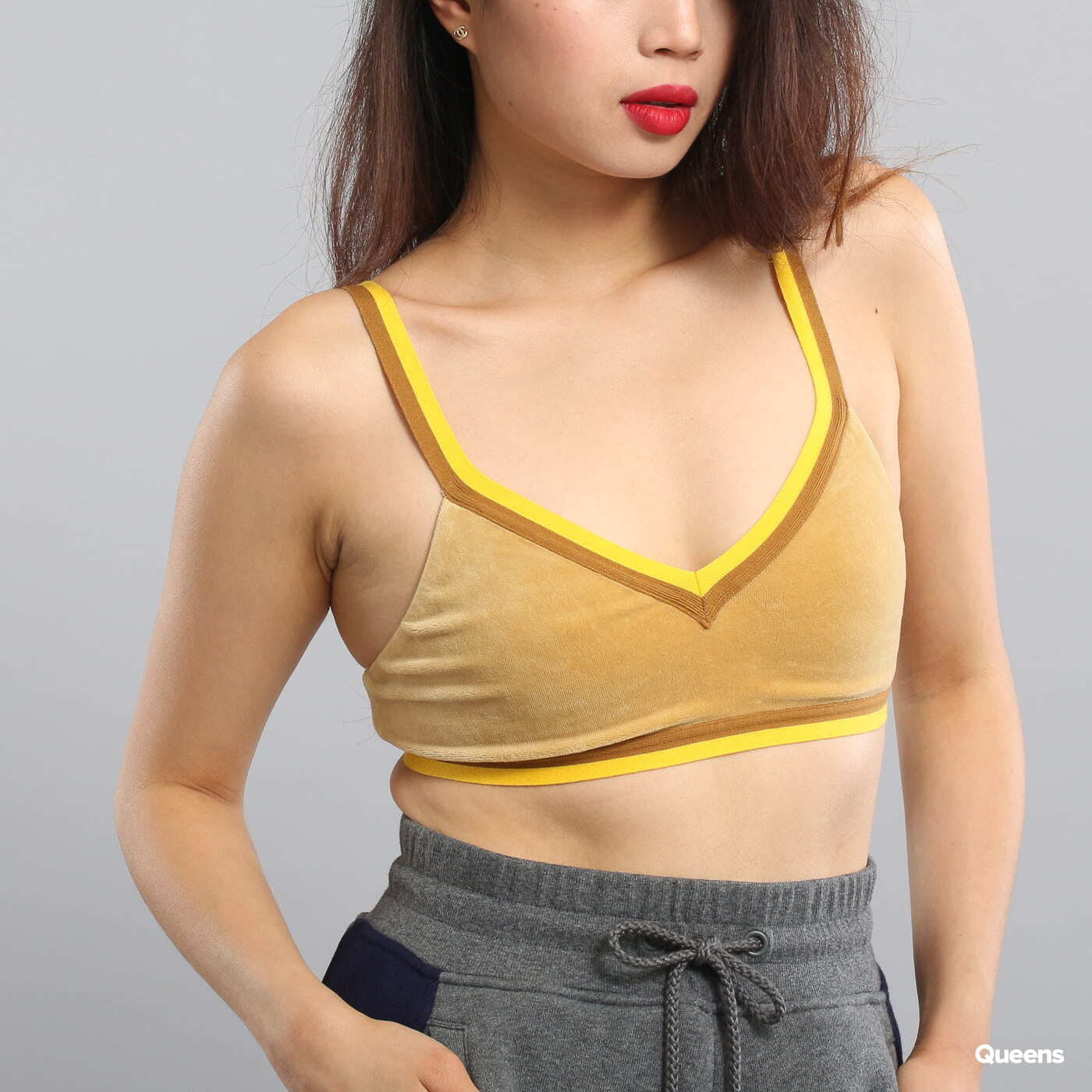 Tops Puma V-Neck Velour Crop Top Yellow