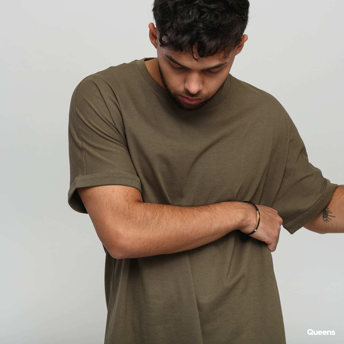 Pólók Urban Classics Long Shaped Turnup Olive