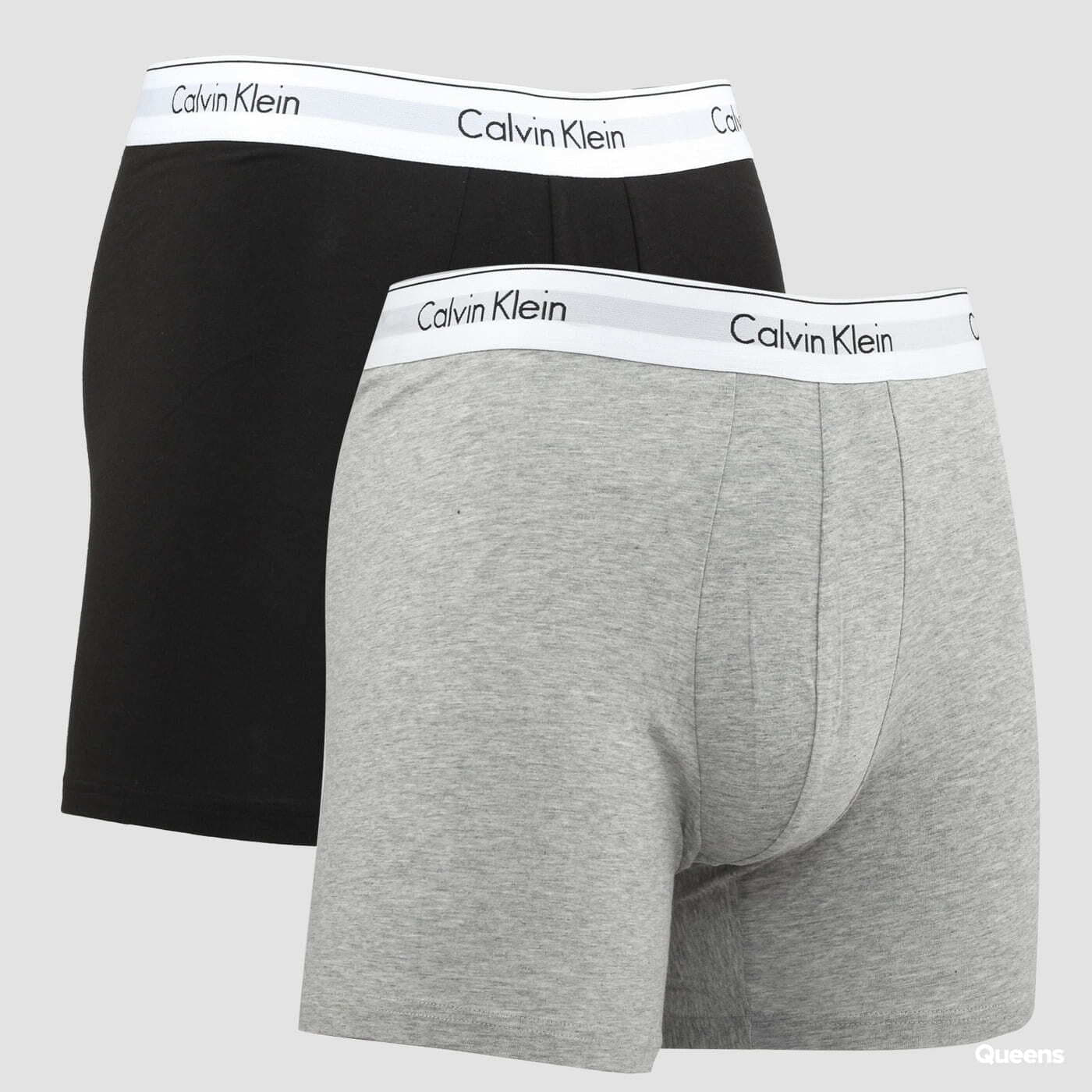 Boxerky Calvin Klein 2Pack Boxer Briefs Modern Cotton C/O Black/ Melange Grey