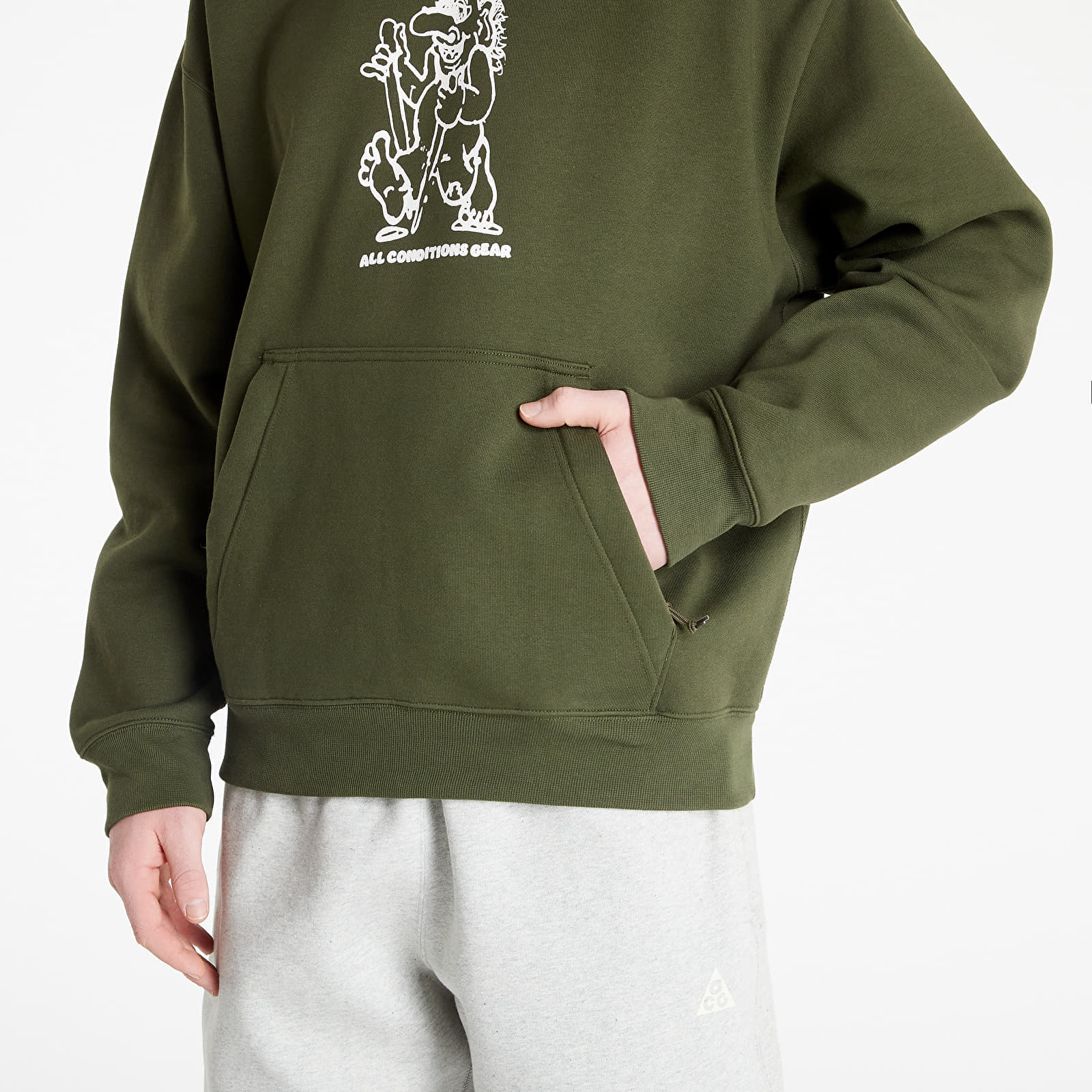Hættetrøjer og sweatshirts Nike ACG Therma-FIT Fleece Hoodie Troll Gpx Cargo Khaki/ Black/ Summit White