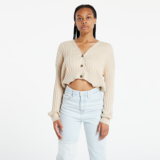 Cropped ribbed cheap cardigan