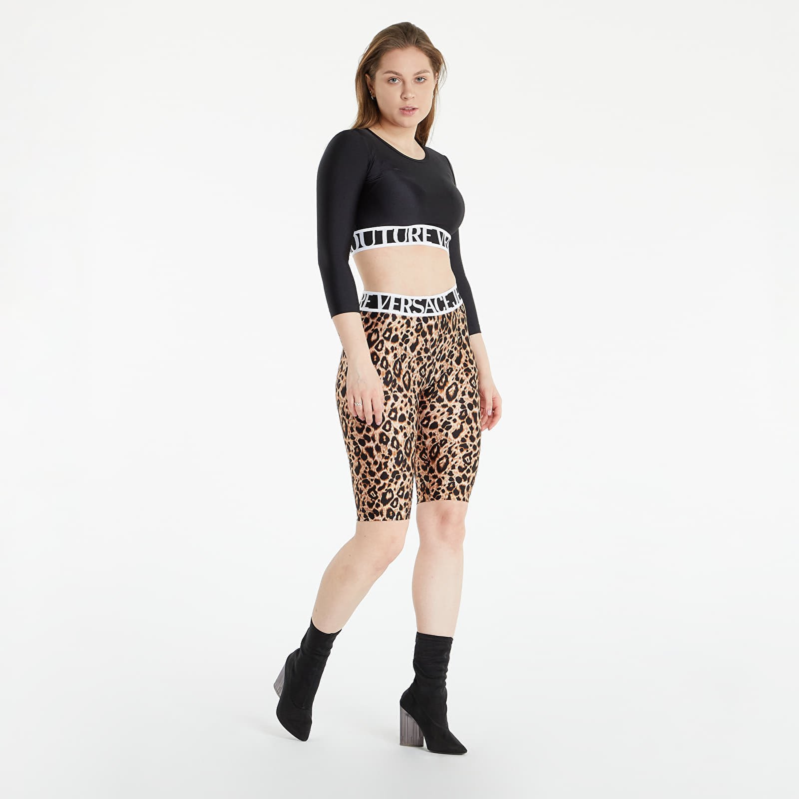 Kraťasy Versace Jeans Couture Logo-Waistband Shorts Leopard Print