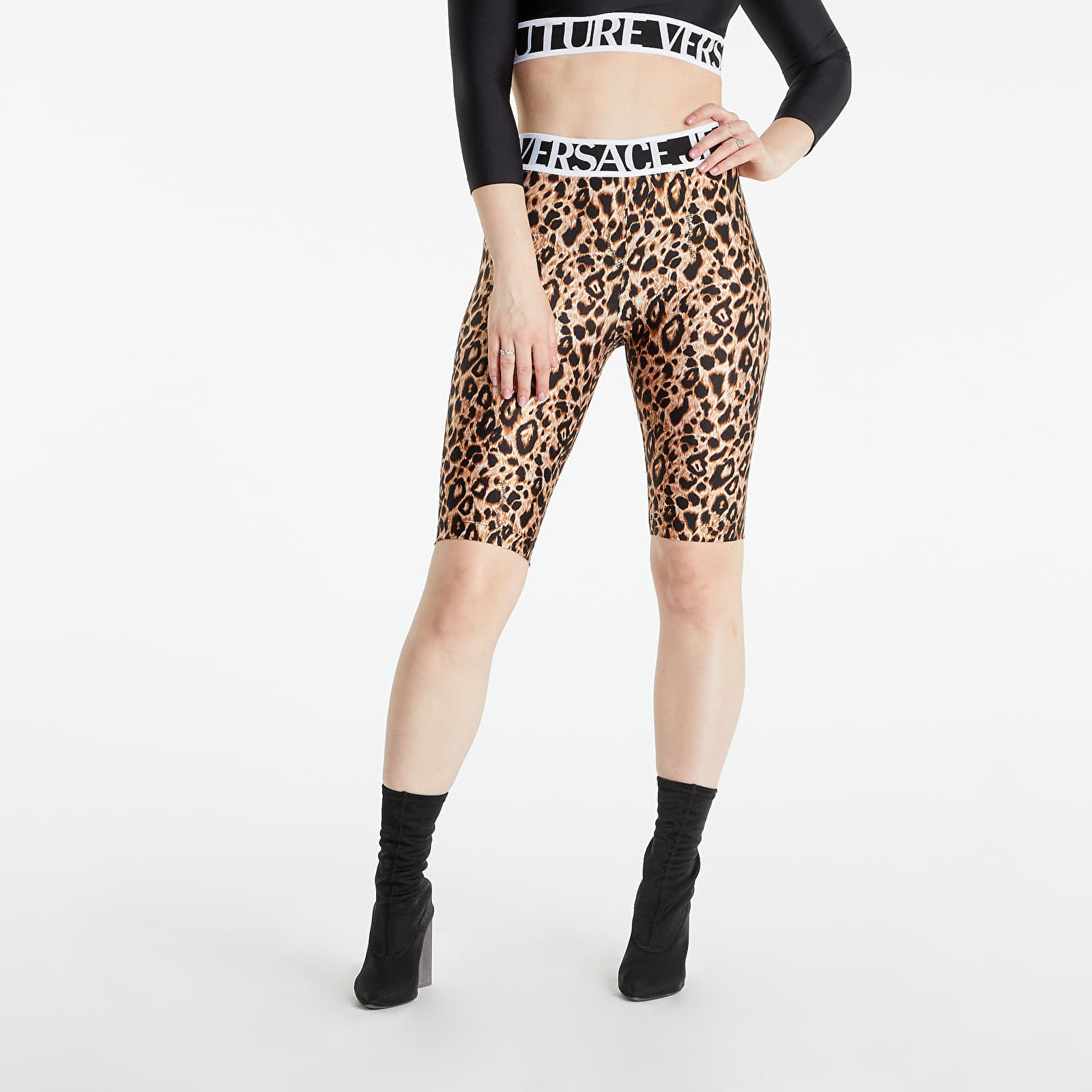 Kraťasy Versace Jeans Couture Logo-Waistband Shorts Leopard Print