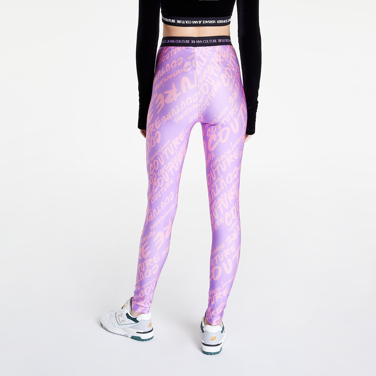 Leginsy Versace Jeans Couture Lycra Print Logo Leggings Aubergine