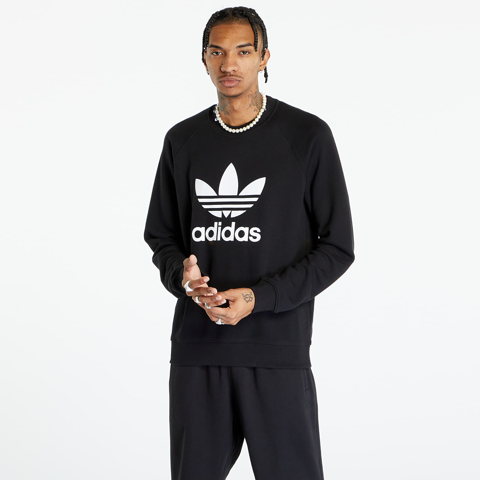 Black adidas trefoil sweatshirt clearance