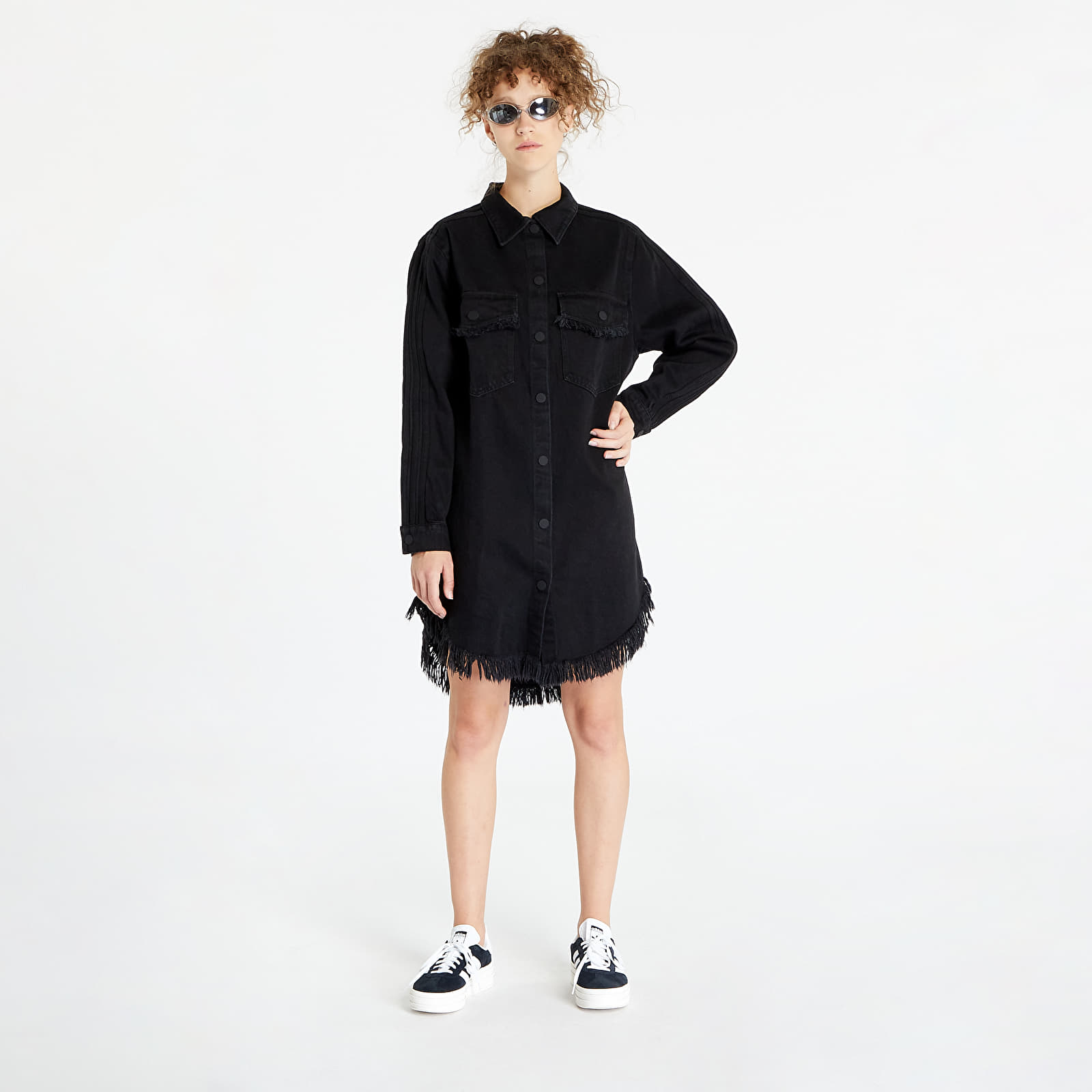 adidas Originals Denim Shirt Dress Black Denim