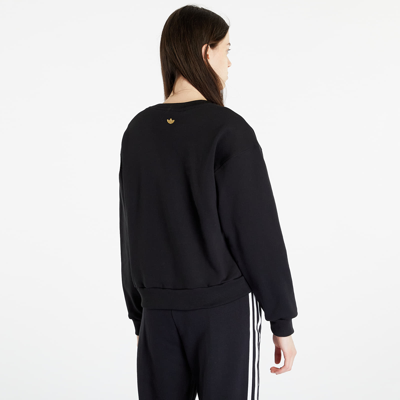 Mikiny adidas Originals Houndstooth Trefoil Infill Graphic Long Sleeve Sweatshirt Black