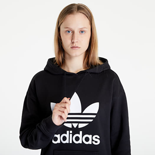 Adidas trefoil hoodie women's black best sale
