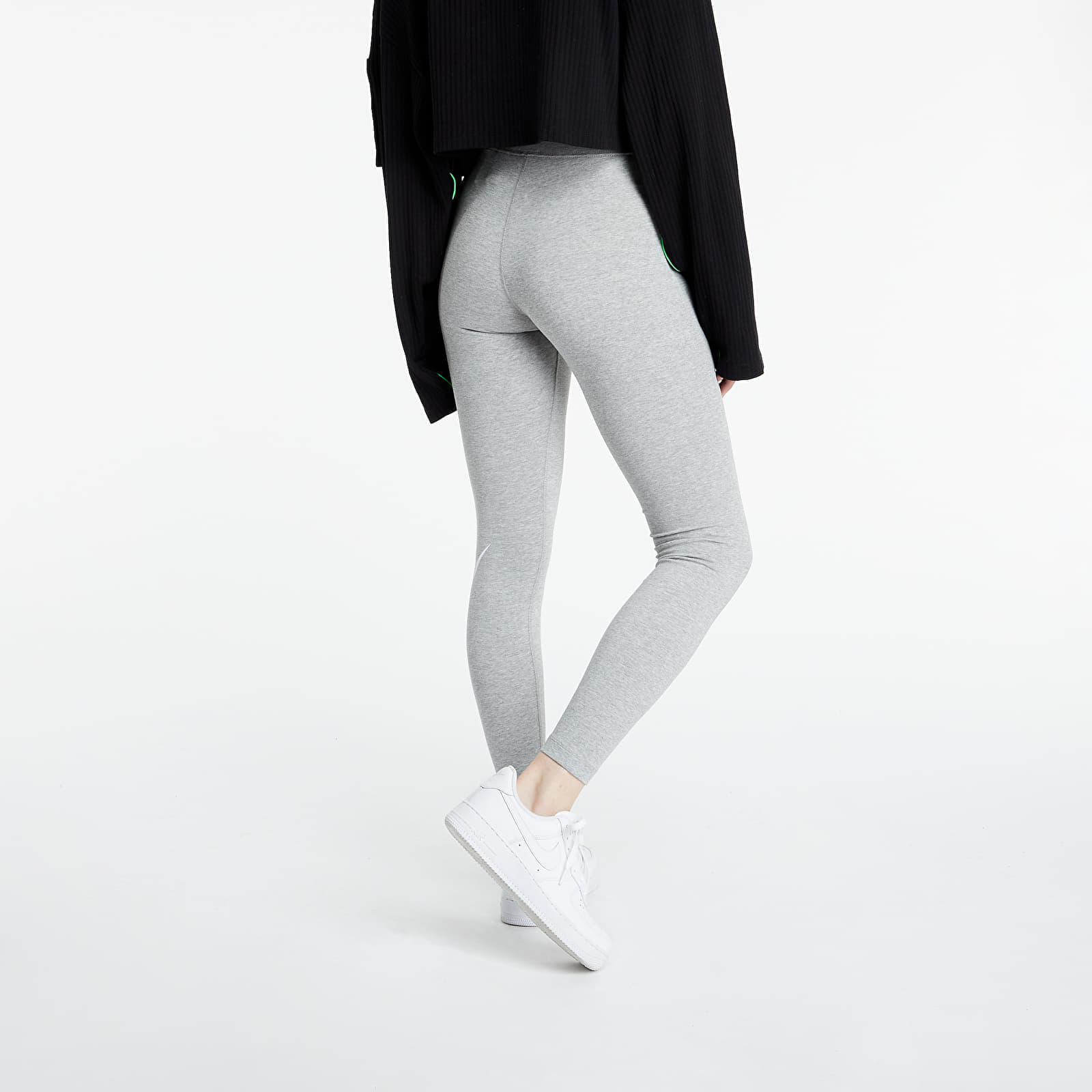 Nike Sportswear Essential Women's High-Waisted Leggings (Plus Size) DK GREY  HEATHER/WHITE –