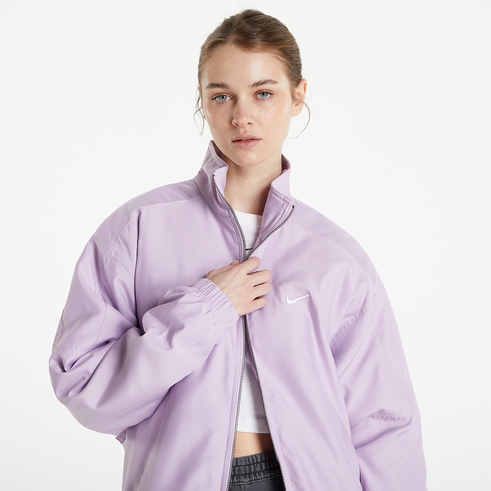 Geci Nike Solo Swoosh Satin Bomber Jacket Purple