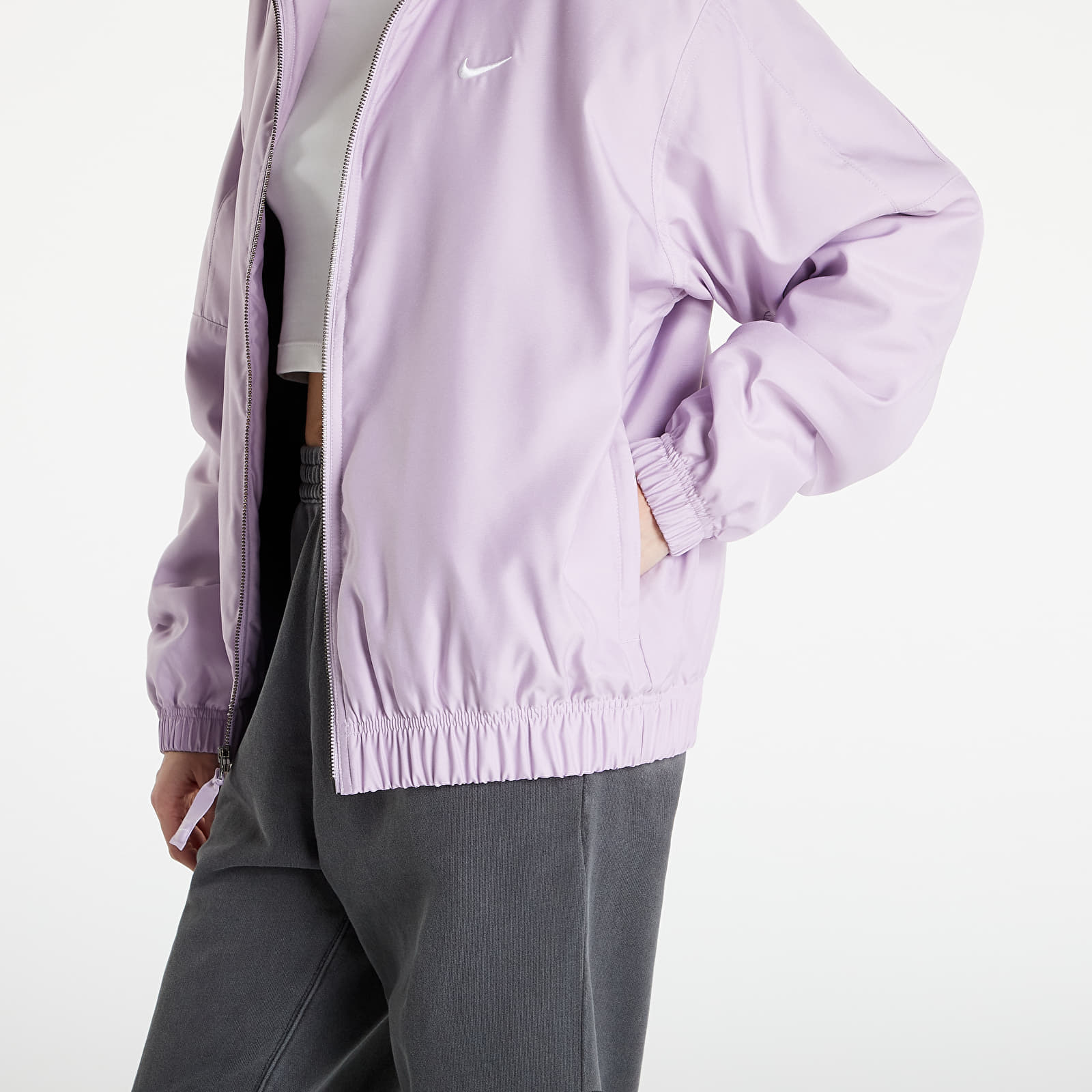 Geci Nike Solo Swoosh Satin Bomber Jacket Purple