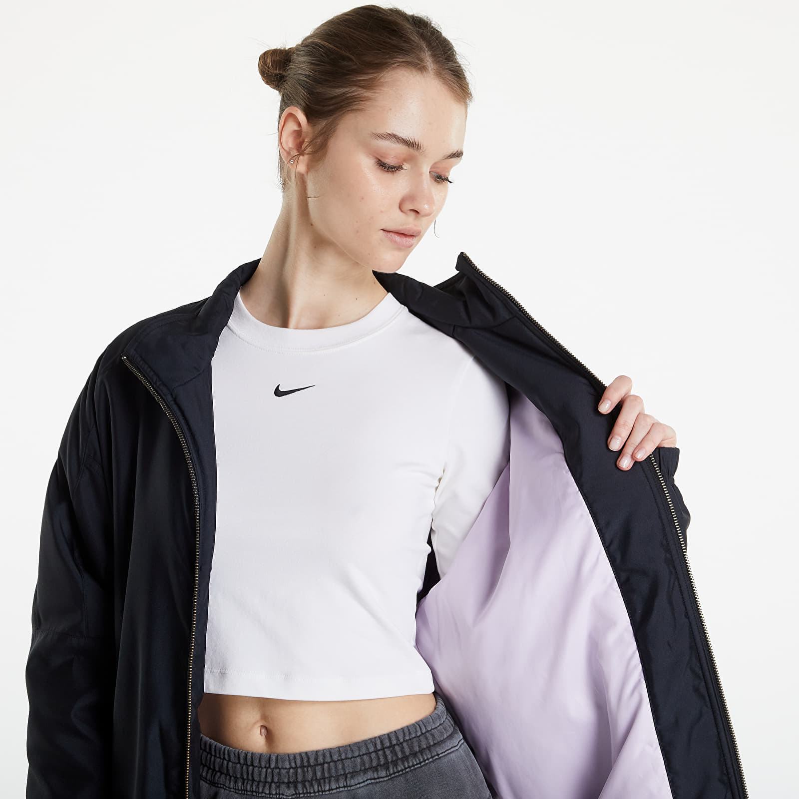 Jackets Nike Solo Swoosh Satin Bomber Jacket Black