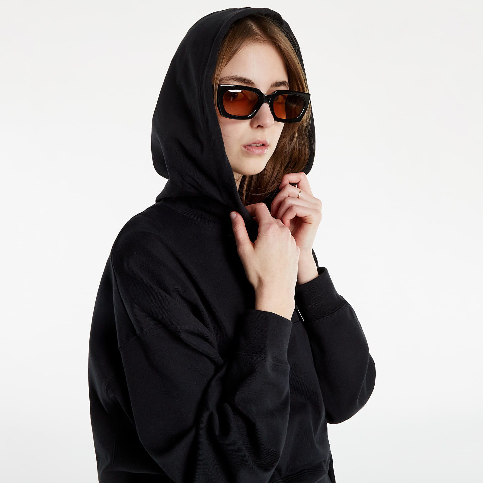 Mikiny Nike NSW Jersey Oversized Pullover Hoodie Black/ White