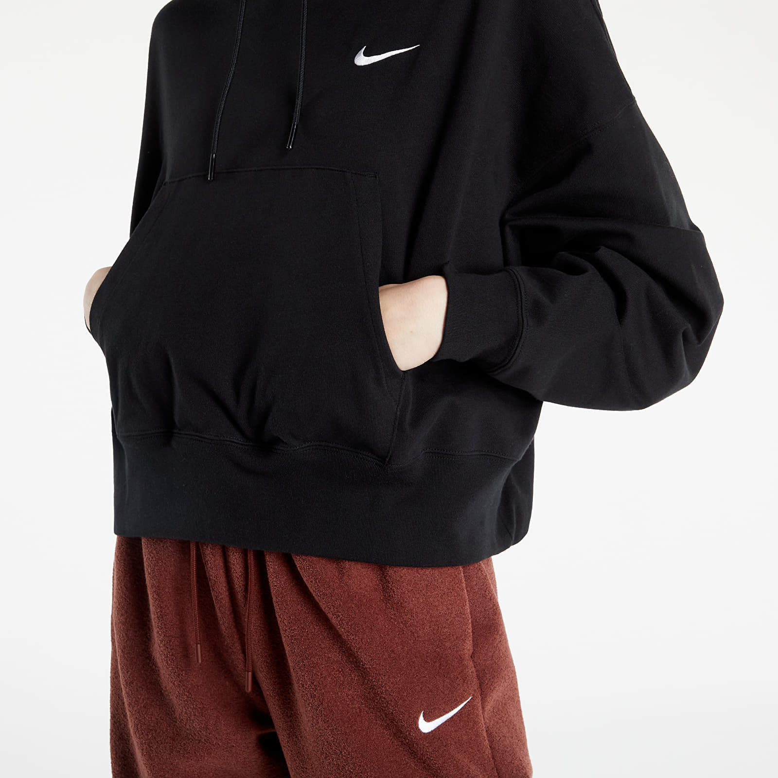 Sweatshirts and Sweaters Nike NSW Jersey Oversized Pullover Hoodie Black White Queens