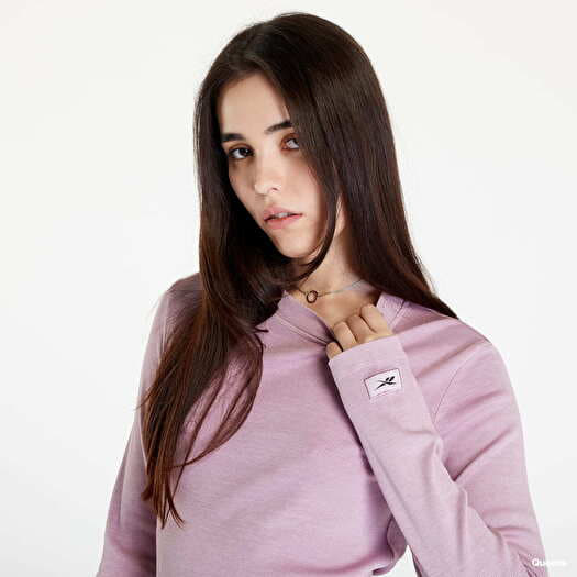 T-shirts Reebok Classics Ribbed Long Sleeve Wrap Long-sleeve Top Purple |  Queens