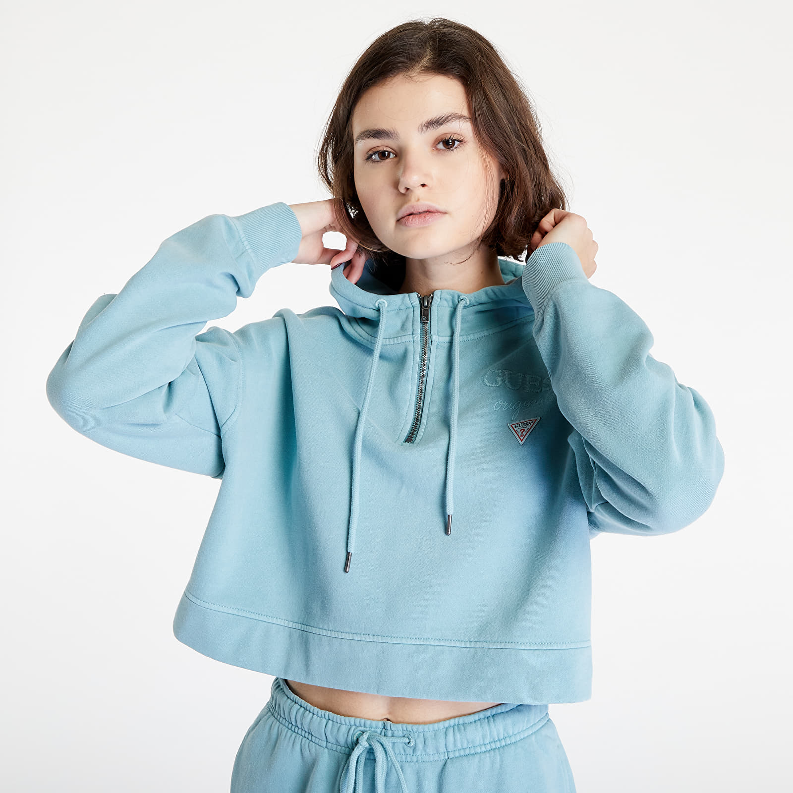Bluzy GUESS Olivia Classic Lohoodie Blue