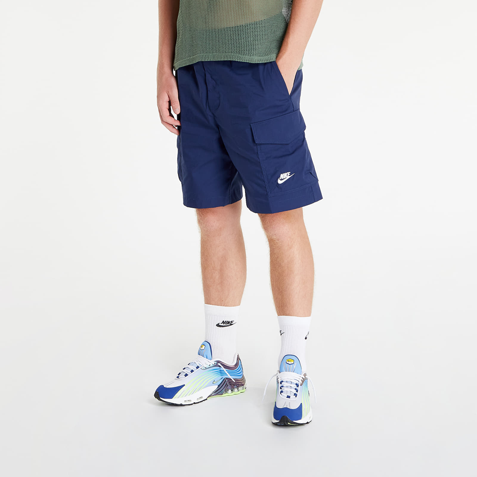 Šortky Nike Sportswear Essentials Woven Unlined Utility Shorts Midnight Navy/ White