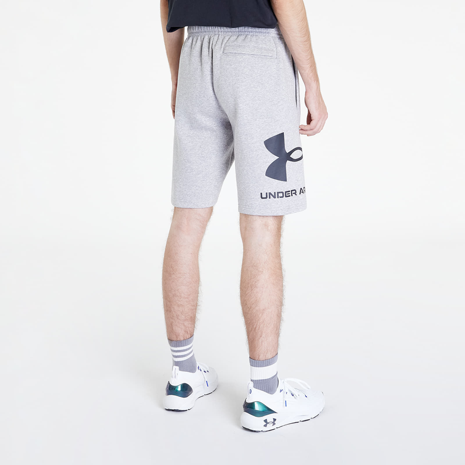 Shorts Under Armour Under Armour Rival Fleece Big Logo Shorts Gray Black Queens