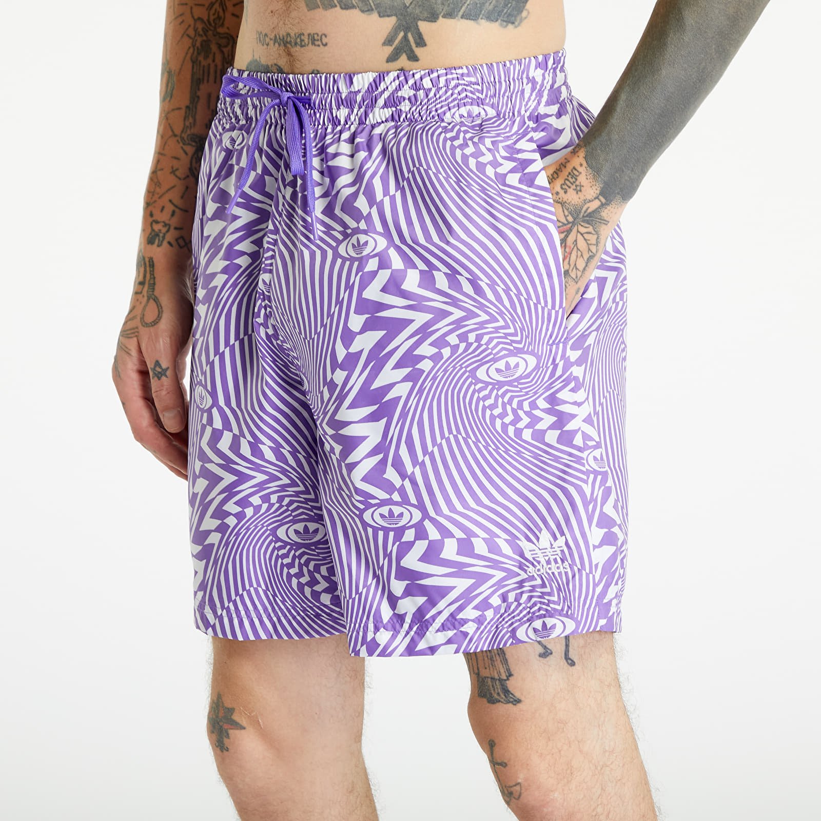 Къси панталони adidas Originals Rekive Allover Print Short White/ Purple Rush