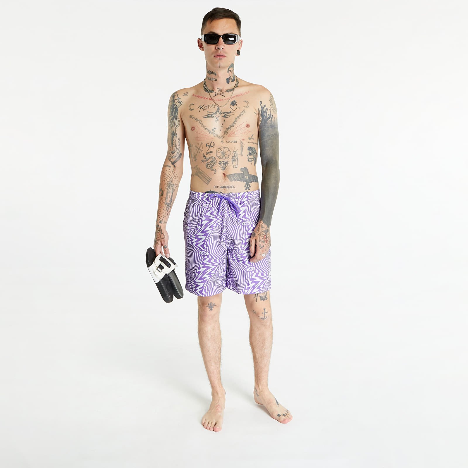 Къси панталони adidas Originals Rekive Allover Print Short White/ Purple Rush