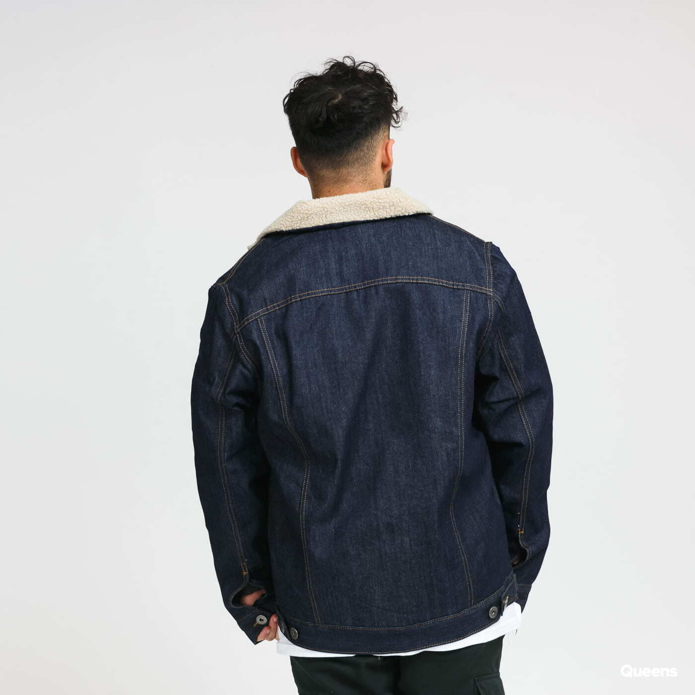 Bundy Urban Classics Sherpa Lined Jeans Jacket Navy