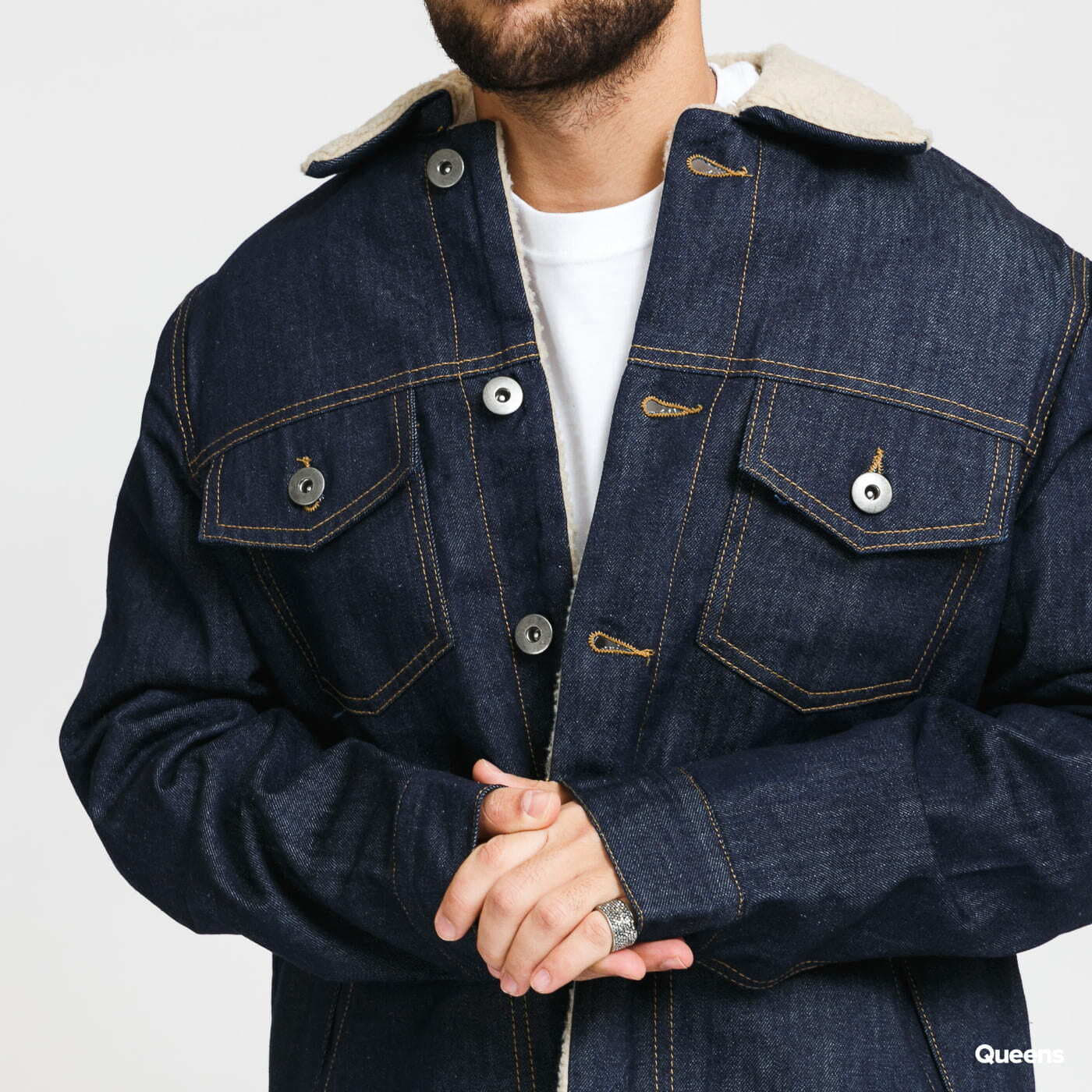 Bundy Urban Classics Sherpa Lined Jeans Jacket Navy
