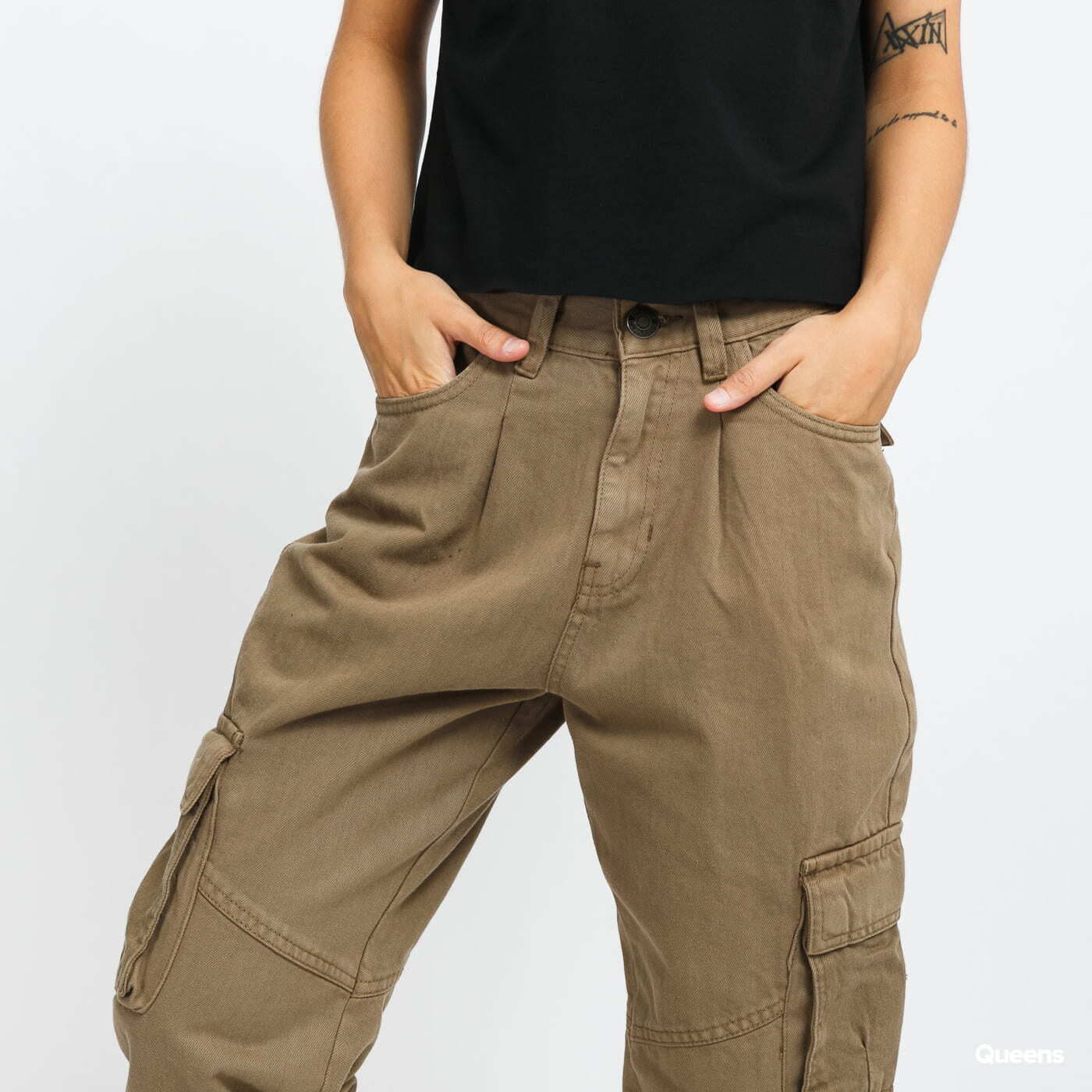Cargo Hosen Urban Classics Ladies Ballon Fit Cargo Twill Pants Green