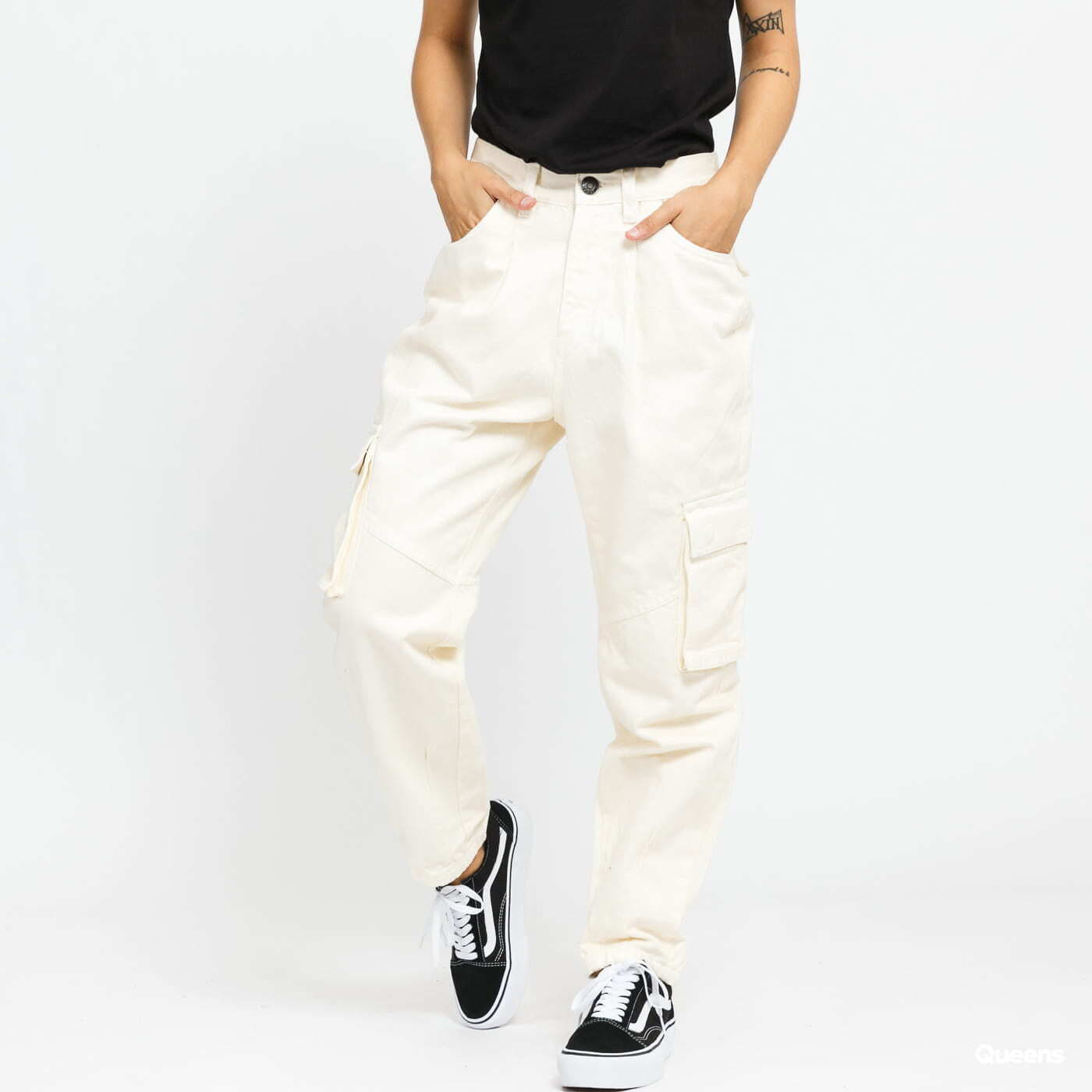 Broeken Urban Classics Ladies Ballon Fit Cargo Twill Pants Creamy W28