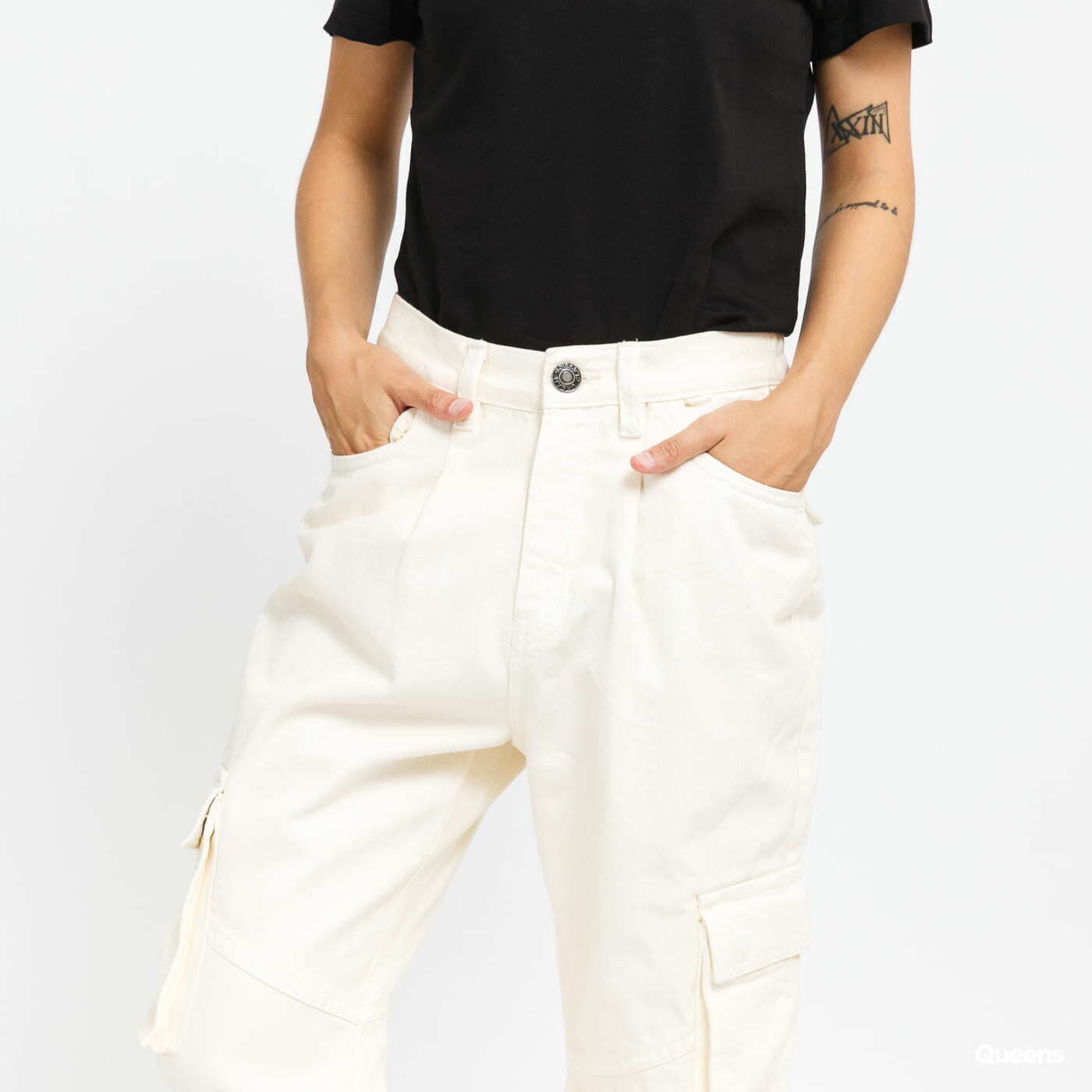 Cargo nohavice Urban Classics Ladies Ballon Fit Cargo Twill Pants Creamy