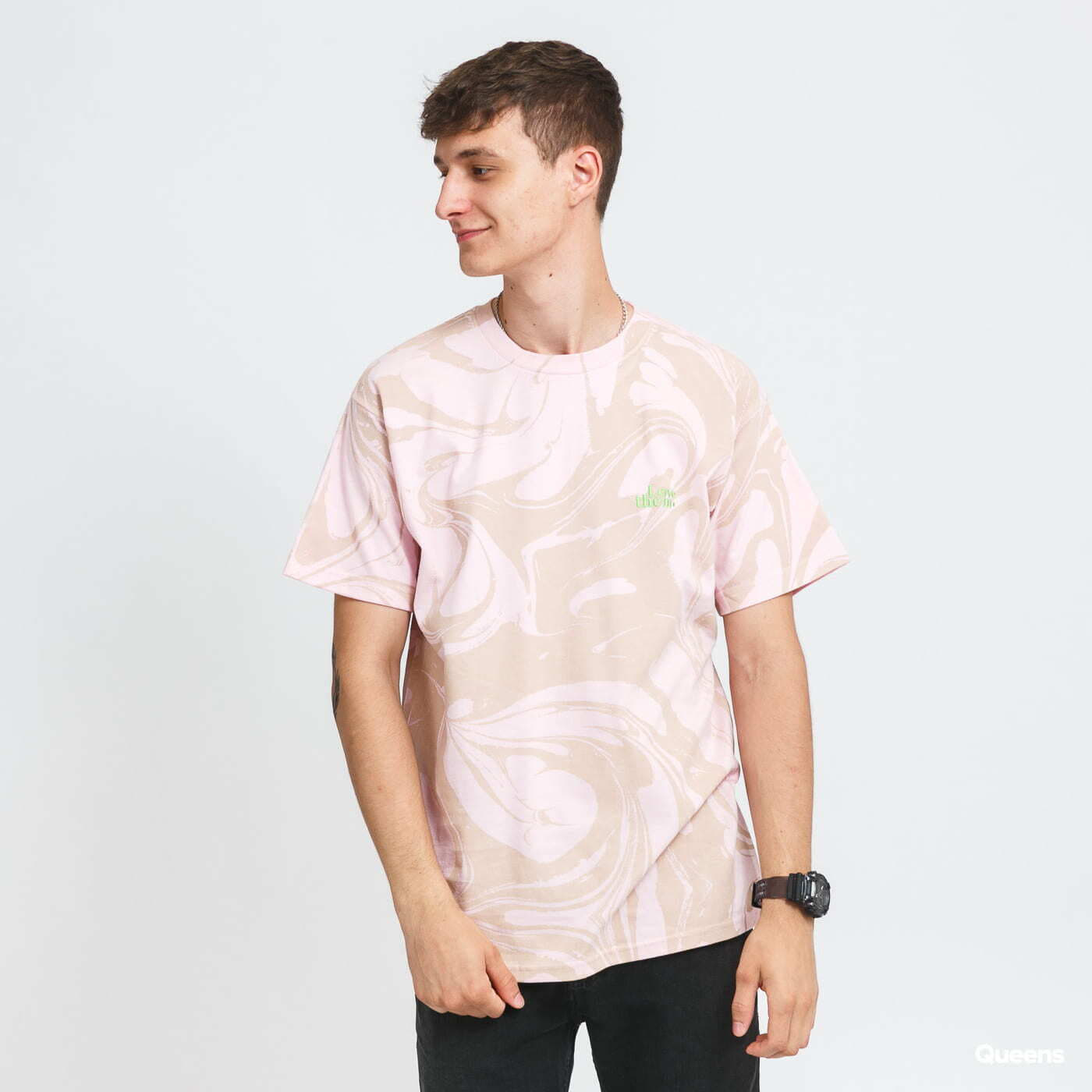 T-shirts LOVE THEM Mens Tee Oil Patern Pink/ Beige