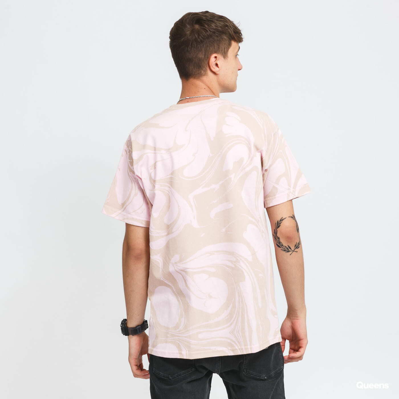 T-shirts LOVE THEM Mens Tee Oil Patern Pink/ Beige