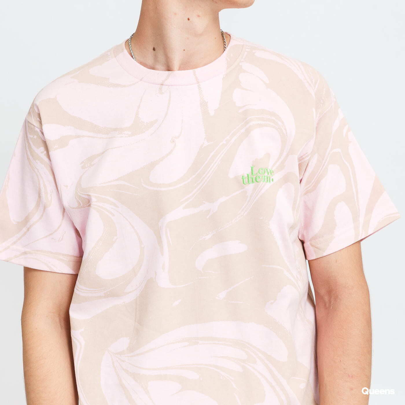 T-shirts LOVE THEM Mens Tee Oil Patern Pink/ Beige