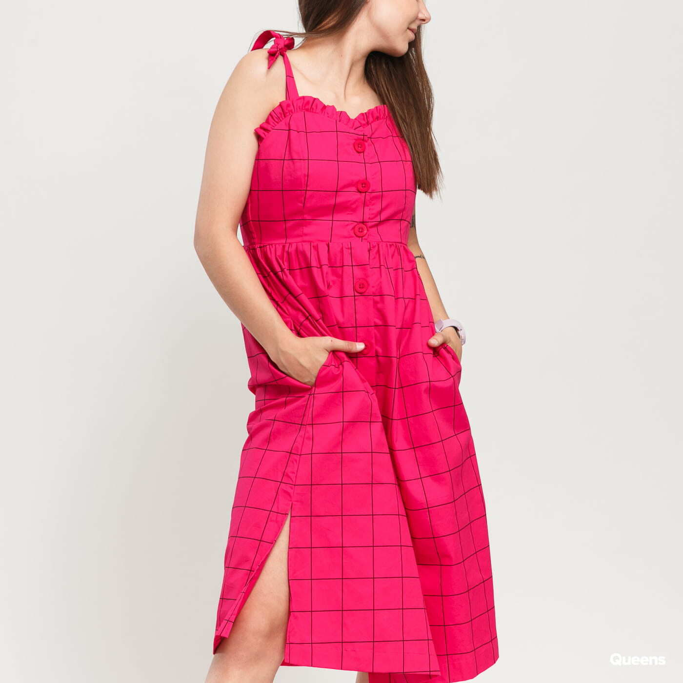 Šaty LAZY OAF Caged In Button Dress Pink/ Black