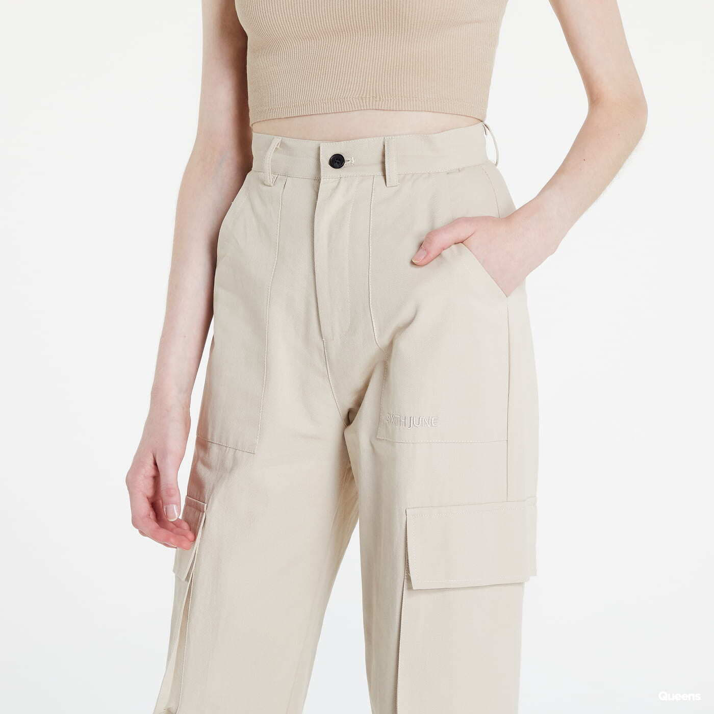 Cargo kalhoty Sixth June Wide Leg Cargo Pants Cream