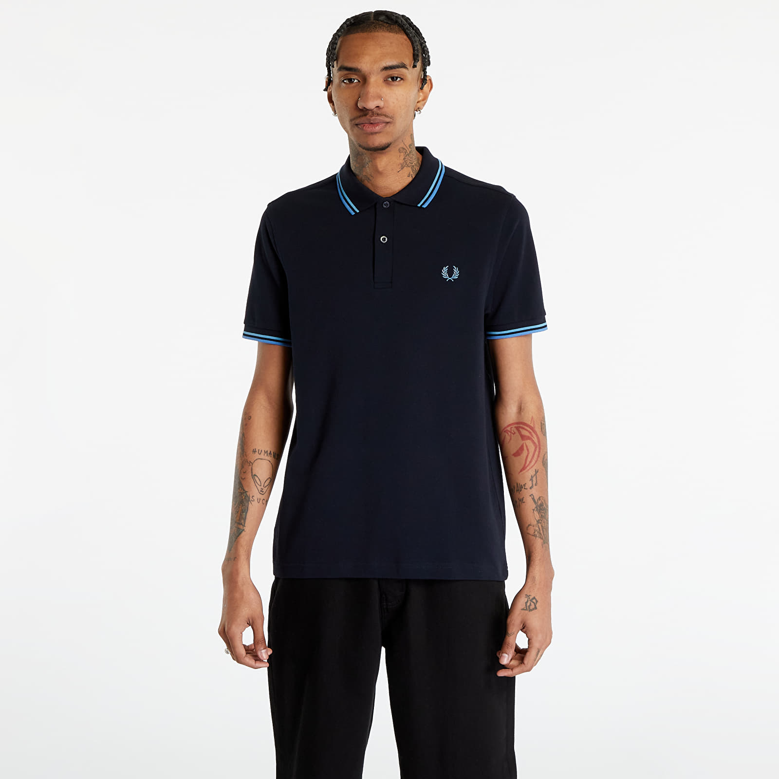 Trička FRED PERRY Twin Tipped Fred Perry Shirt Navy/ Soft Blue