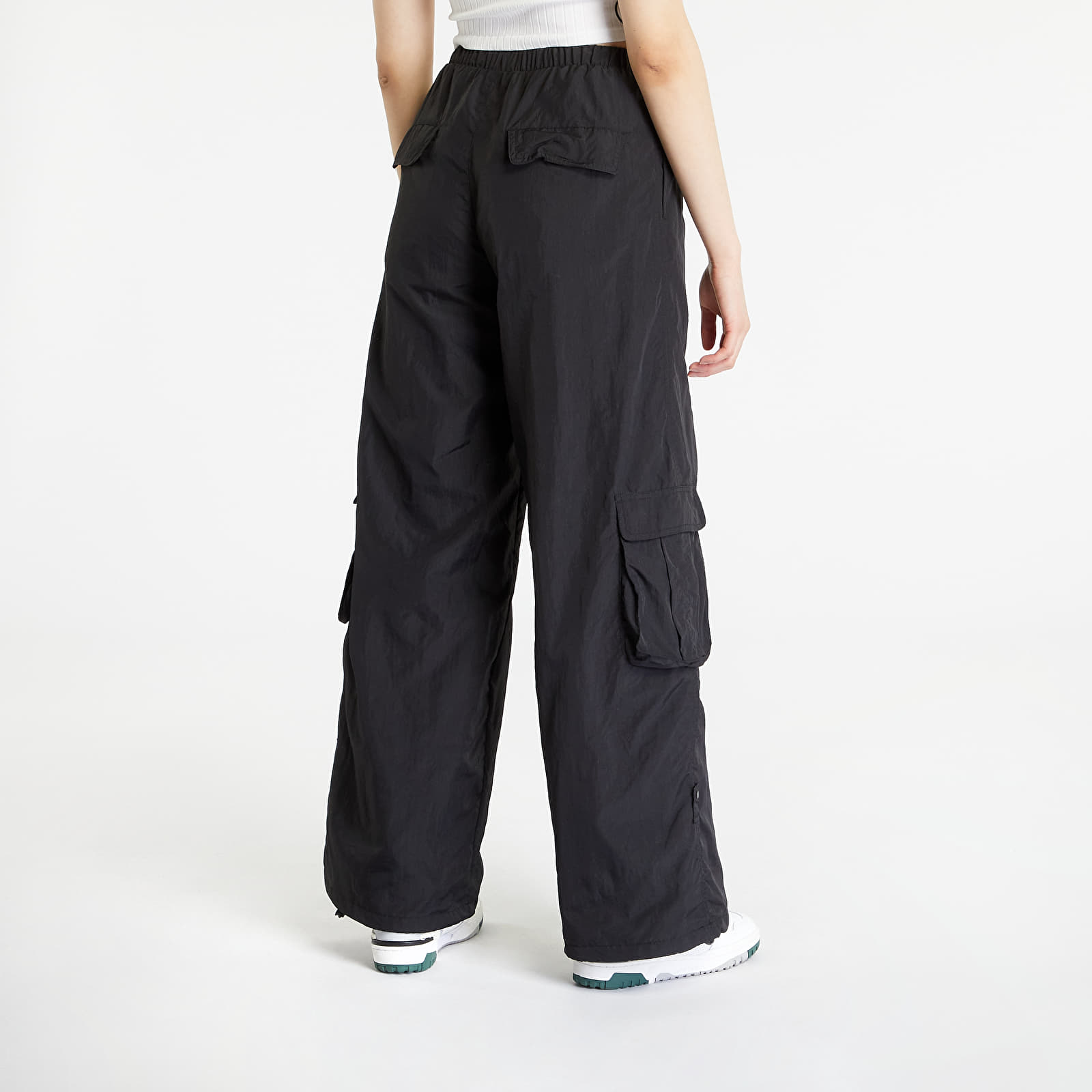 Wide Cargo Ladies Classics Urban Queens | Pants Crinkle Nylon pants Cargo Black