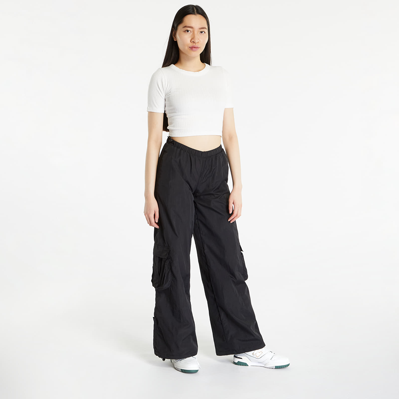 Cargo Ladies Pants Queens pants Crinkle Cargo Black | Wide Classics Nylon Urban